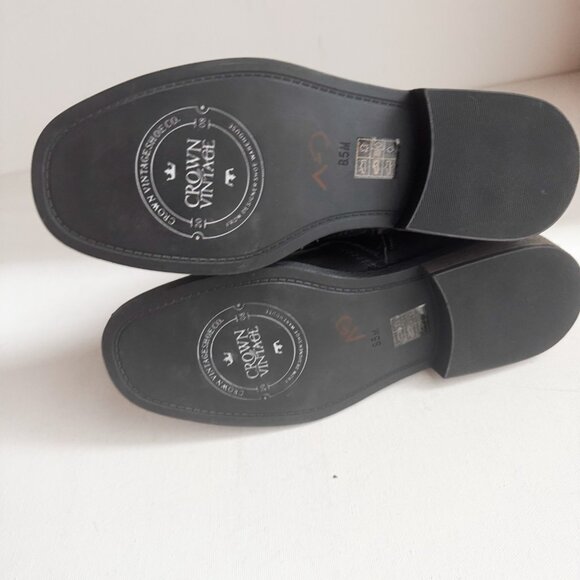 Crown Vintage Black Leather Short Moto Boots 8.5 - Picture 6 of 8